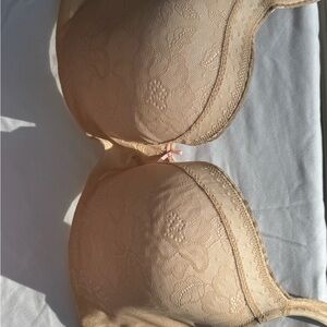 Cacique Lace-Textured Wireless Bra in Nude